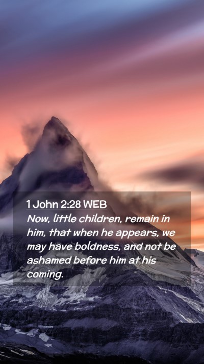 Picture 02 - 1 John 2:28 WEB Mobile Phone Wallpaper - Now, little children, remain in him, that when he - Mobile Bible Verse Wallpaper