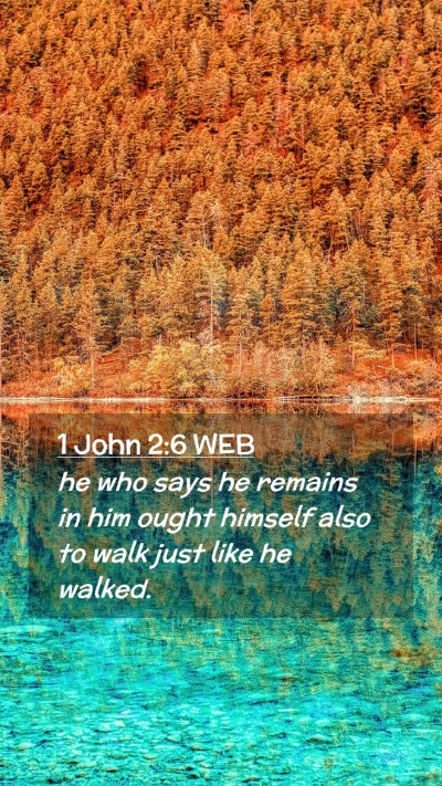 Picture 02 - 1 John 2:6 WEB Mobile Phone Wallpaper - he who says he remains in him ought himself also - Mobile Bible Verse Wallpaper