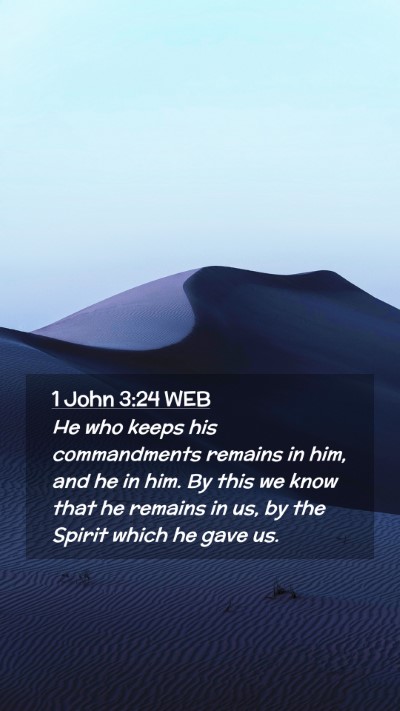 Picture 02 - 1 John 3:24 WEB Mobile Phone Wallpaper - He who keeps his commandments remains in him, and - Mobile Bible Verse Wallpaper