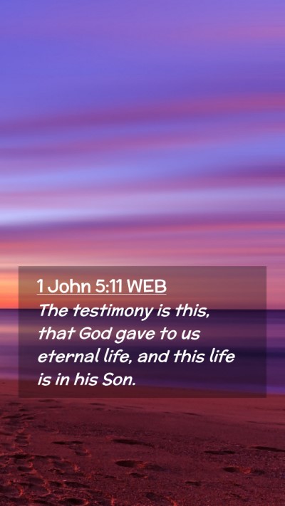 Picture 02 - 1 John 5:11 WEB Mobile Phone Wallpaper - The testimony is this, that God gave to us - Mobile Bible Verse Wallpaper