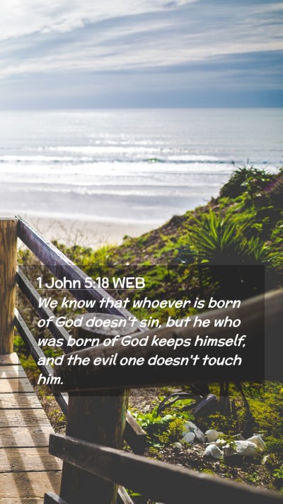 Picture 02 - 1 John 5:18 WEB Mobile Phone Wallpaper - We know that whoever is born of God doesn't sin, - Mobile Bible Verse Wallpaper