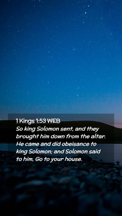 Picture 02 - 1 Kings 1:53 WEB Mobile Phone Wallpaper - So king Solomon sent, and they brought him down - Mobile Bible Verse Wallpaper