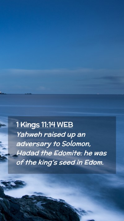 Picture 02 - 1 Kings 11:14 WEB Mobile Phone Wallpaper - Yahweh raised up an adversary to Solomon, Hadad - Mobile Bible Verse Wallpaper