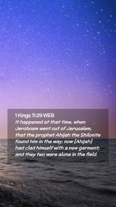 Picture 02 - 1 Kings 11:29 WEB Mobile Phone Wallpaper - It happened at that time, when Jeroboam went out - Mobile Bible Verse Wallpaper