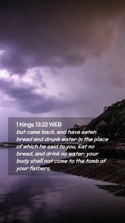 Picture 02 - 1 Kings 13:22 WEB Mobile Phone Wallpaper - but came back, and have eaten bread and drunk - Mobile Bible Verse Wallpaper