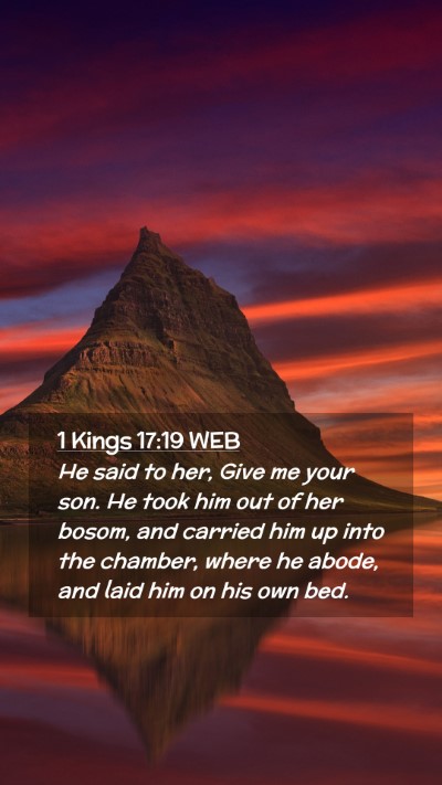 Picture 02 - 1 Kings 17:19 WEB Mobile Phone Wallpaper - He said to her, Give me your son. He took him out - Mobile Bible Verse Wallpaper