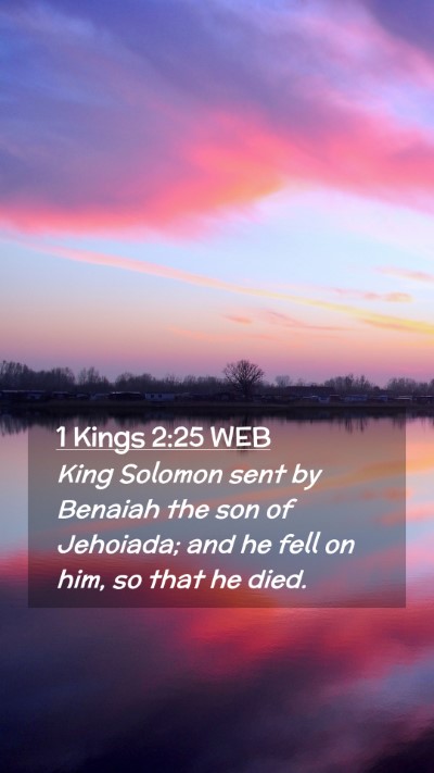 Picture 02 - 1 Kings 2:25 WEB Mobile Phone Wallpaper - King Solomon sent by Benaiah the son of Jehoiada; - Mobile Bible Verse Wallpaper