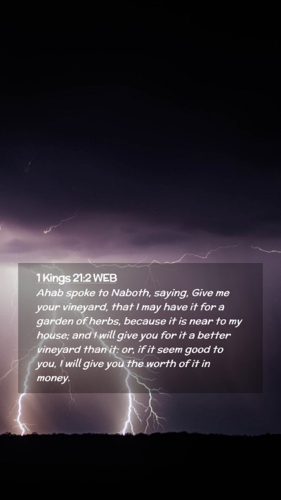 Picture 02 - 1 Kings 21:2 WEB Mobile Phone Wallpaper - Ahab spoke to Naboth, saying, Give me your - Mobile Bible Verse Wallpaper