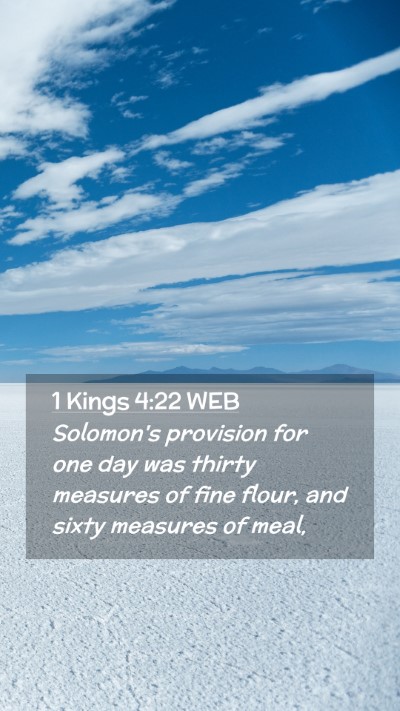 Picture 02 - 1 Kings 4:22 WEB Mobile Phone Wallpaper - Solomon's provision for one day was thirty - Mobile Bible Verse Wallpaper