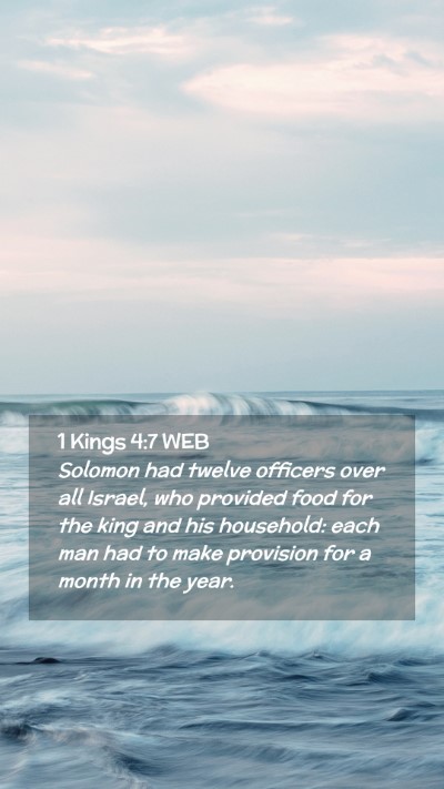 Picture 02 - 1 Kings 4:7 WEB Mobile Phone Wallpaper - Solomon had twelve officers over all Israel, who - Mobile Bible Verse Wallpaper