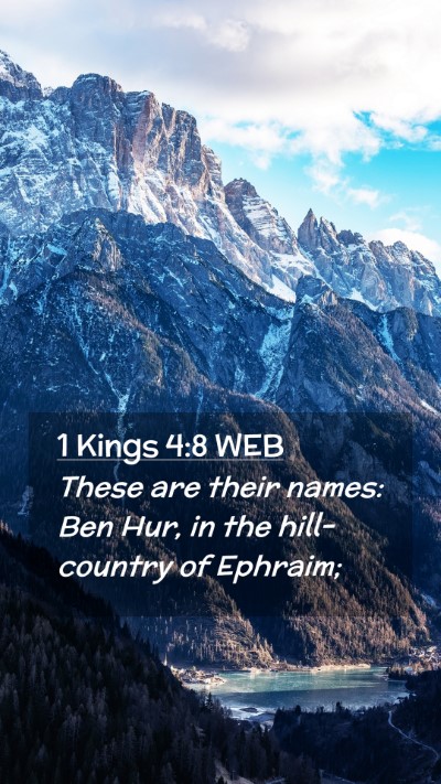 Picture 02 - 1 Kings 4:8 WEB Mobile Phone Wallpaper - These are their names: Ben Hur, in the - Mobile Bible Verse Wallpaper