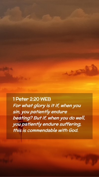 Picture 02 - 1 Peter 2:20 WEB Mobile Phone Wallpaper - For what glory is it if, when you sin, you - Mobile Bible Verse Wallpaper