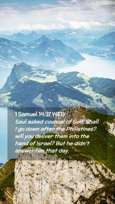Picture 02 - 1 Samuel 14:37 WEB Mobile Phone Wallpaper - Saul asked counsel of God, Shall I go down after - Mobile Bible Verse Wallpaper