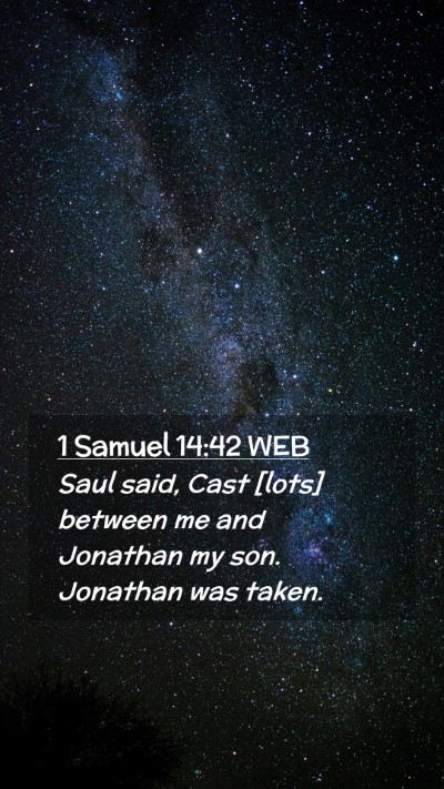 Picture 02 - 1 Samuel 14:42 WEB Mobile Phone Wallpaper - Saul said, Cast [lots] between me and Jonathan my - Mobile Bible Verse Wallpaper