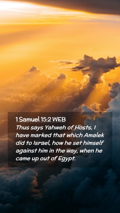 Picture 02 - 1 Samuel 15:2 WEB Mobile Phone Wallpaper - Thus says Yahweh of Hosts, I have marked that - Mobile Bible Verse Wallpaper
