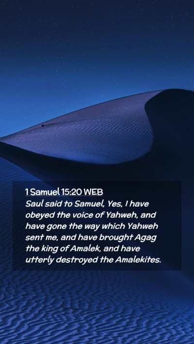 Picture 02 - 1 Samuel 15:20 WEB Mobile Phone Wallpaper - Saul said to Samuel, Yes, I have obeyed the voice - Mobile Bible Verse Wallpaper