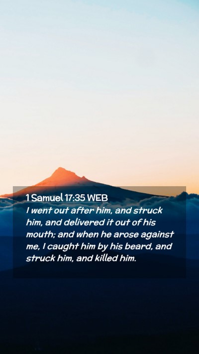 Picture 02 - 1 Samuel 17:35 WEB Mobile Phone Wallpaper - I went out after him, and struck him, and - Mobile Bible Verse Wallpaper
