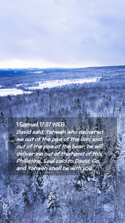Picture 02 - 1 Samuel 17:37 WEB Mobile Phone Wallpaper - David said, Yahweh who delivered me out of the - Mobile Bible Verse Wallpaper