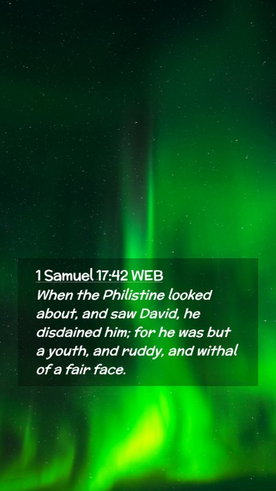 Picture 02 - 1 Samuel 17:42 WEB Mobile Phone Wallpaper - When the Philistine looked about, and saw David, - Mobile Bible Verse Wallpaper