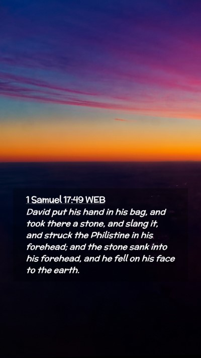 Picture 02 - 1 Samuel 17:49 WEB Mobile Phone Wallpaper - David put his hand in his bag, and took there a - Mobile Bible Verse Wallpaper