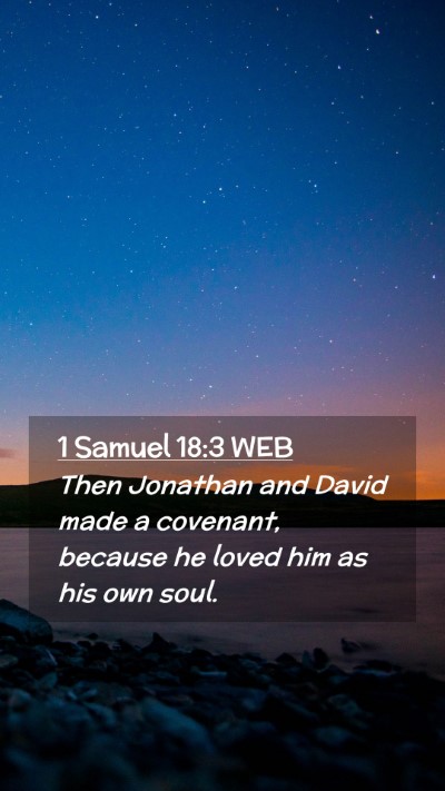Picture 02 - 1 Samuel 18:3 WEB Mobile Phone Wallpaper - Then Jonathan and David made a covenant, because - Mobile Bible Verse Wallpaper
