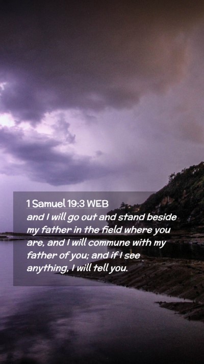 Picture 02 - 1 Samuel 19:3 WEB Mobile Phone Wallpaper - and I will go out and stand beside my father in - Mobile Bible Verse Wallpaper