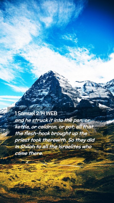 Picture 02 - 1 Samuel 2:14 WEB Mobile Phone Wallpaper - and he struck it into the pan, or kettle, or - Mobile Bible Verse Wallpaper
