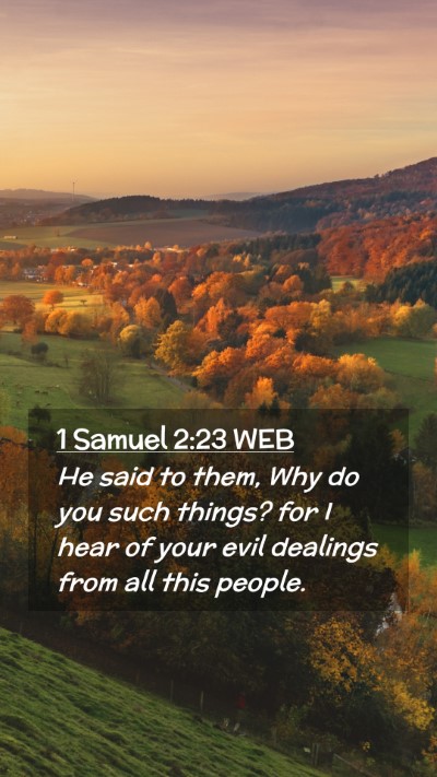 Picture 02 - 1 Samuel 2:23 WEB Mobile Phone Wallpaper - He said to them, Why do you such things? for I - Mobile Bible Verse Wallpaper