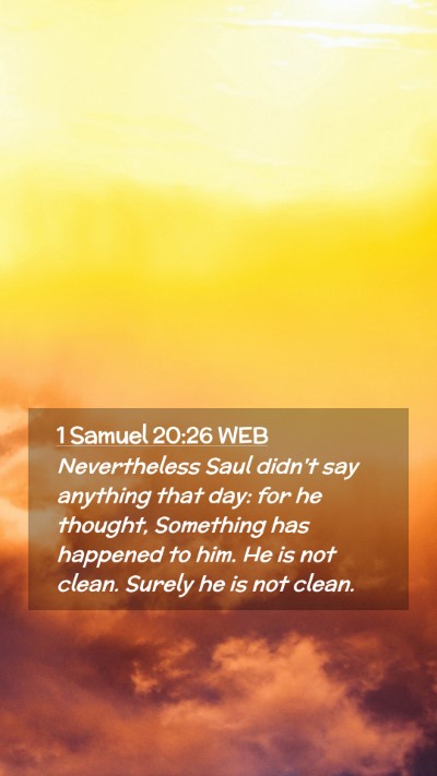 Picture 02 - 1 Samuel 20:26 WEB Mobile Phone Wallpaper - Nevertheless Saul didn't say anything that day: - Mobile Bible Verse Wallpaper