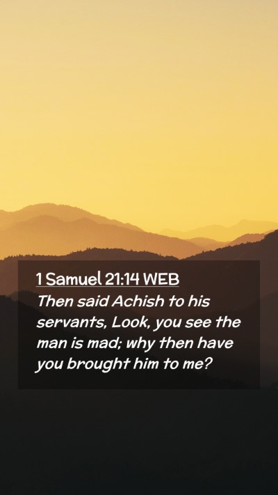 Picture 02 - 1 Samuel 21:14 WEB Mobile Phone Wallpaper - Then said Achish to his servants, Look, you see - Mobile Bible Verse Wallpaper