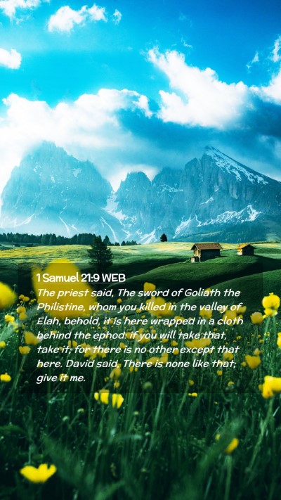 Picture 02 - 1 Samuel 21:9 WEB Mobile Phone Wallpaper - The priest said, The sword of Goliath the - Mobile Bible Verse Wallpaper