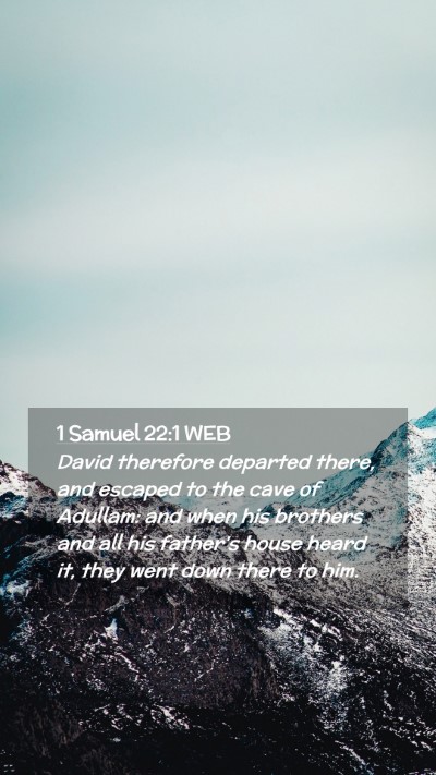 Picture 02 - 1 Samuel 22:1 WEB Mobile Phone Wallpaper - David therefore departed there, and escaped to - Mobile Bible Verse Wallpaper