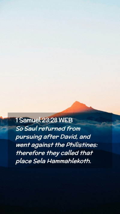 Picture 02 - 1 Samuel 23:28 WEB Mobile Phone Wallpaper - So Saul returned from pursuing after David, and - Mobile Bible Verse Wallpaper