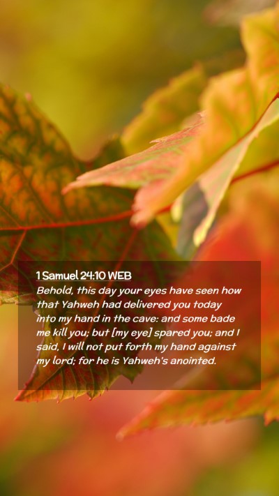 Picture 02 - 1 Samuel 24:10 WEB Mobile Phone Wallpaper - Behold, this day your eyes have seen how that - Mobile Bible Verse Wallpaper