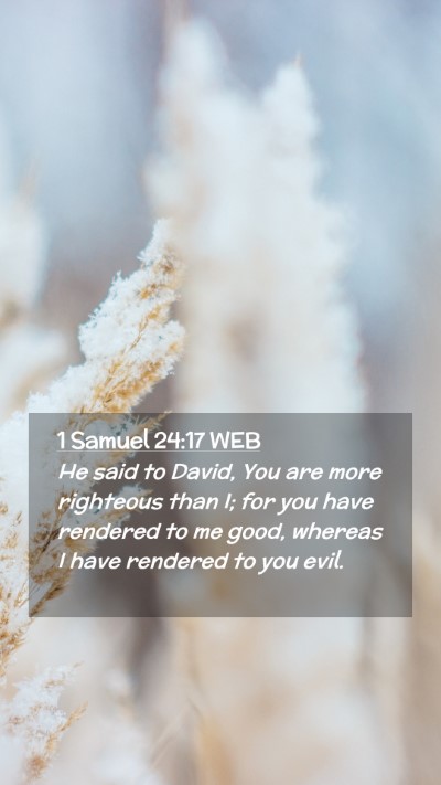 Picture 02 - 1 Samuel 24:17 WEB Mobile Phone Wallpaper - He said to David, You are more righteous than I; - Mobile Bible Verse Wallpaper