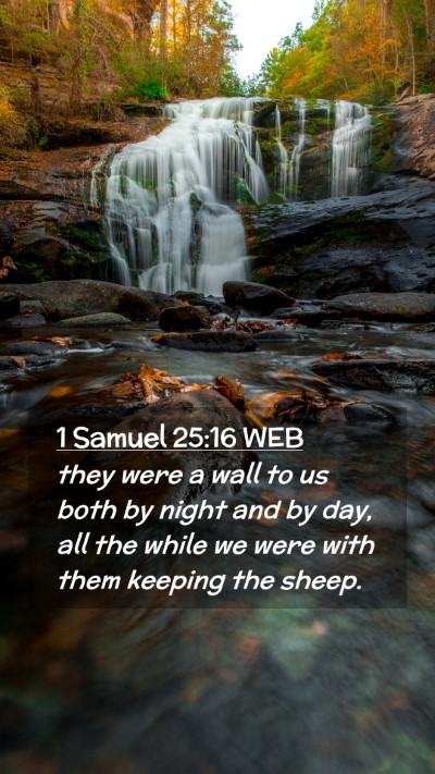 Picture 02 - 1 Samuel 25:16 WEB Mobile Phone Wallpaper - they were a wall to us both by night and by day, - Mobile Bible Verse Wallpaper