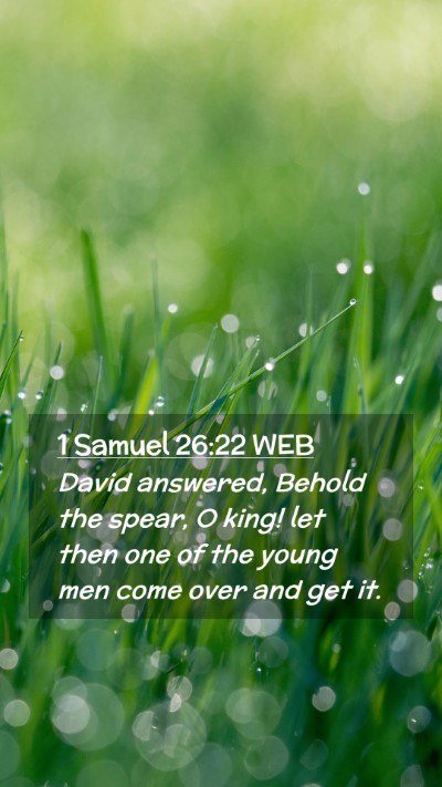 Picture 02 - 1 Samuel 26:22 WEB Mobile Phone Wallpaper - David answered, Behold the spear, O king! let - Mobile Bible Verse Wallpaper