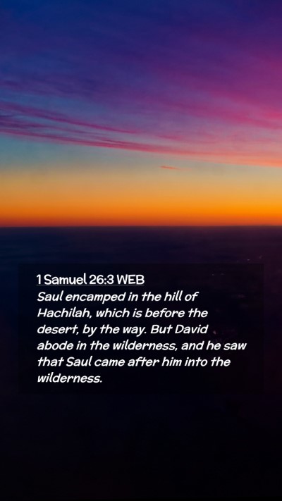 Picture 02 - 1 Samuel 26:3 WEB Mobile Phone Wallpaper - Saul encamped in the hill of Hachilah, which is - Mobile Bible Verse Wallpaper