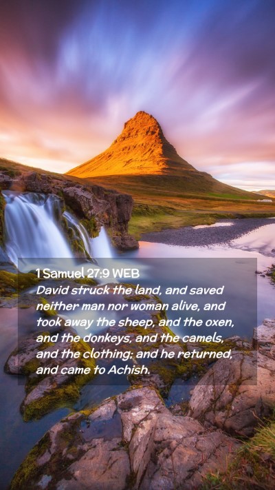Picture 02 - 1 Samuel 27:9 WEB Mobile Phone Wallpaper - David struck the land, and saved neither man nor - Mobile Bible Verse Wallpaper