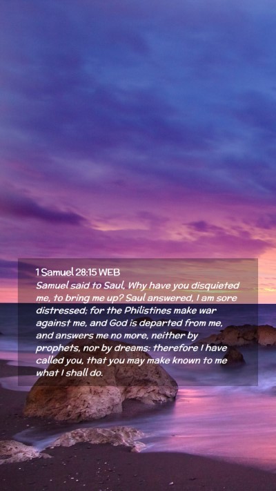 Picture 02 - 1 Samuel 28:15 WEB Mobile Phone Wallpaper - Samuel said to Saul, Why have you disquieted me, - Mobile Bible Verse Wallpaper