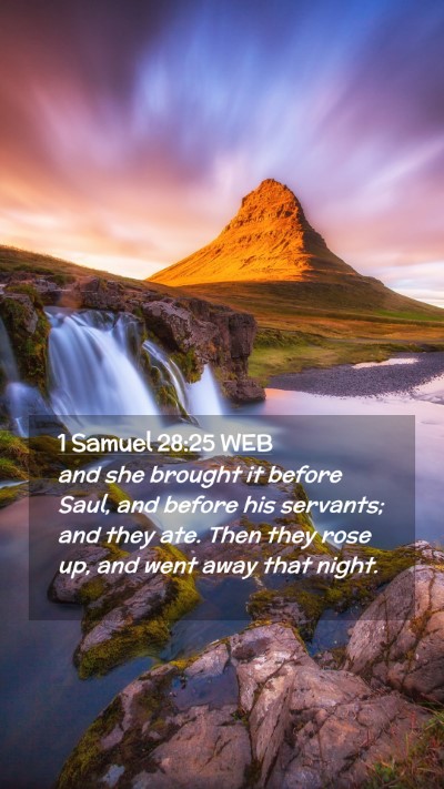 Picture 02 - 1 Samuel 28:25 WEB Mobile Phone Wallpaper - and she brought it before Saul, and before his - Mobile Bible Verse Wallpaper