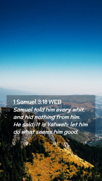 Picture 02 - 1 Samuel 3:18 WEB Mobile Phone Wallpaper - Samuel told him every whit, and hid nothing from - Mobile Bible Verse Wallpaper
