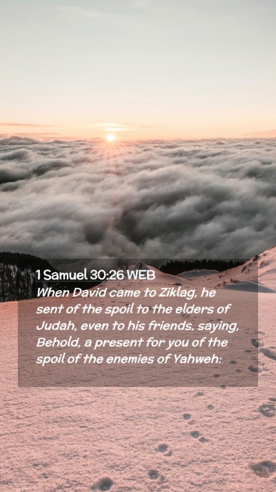 Picture 02 - 1 Samuel 30:26 WEB Mobile Phone Wallpaper - When David came to Ziklag, he sent of the spoil - Mobile Bible Verse Wallpaper