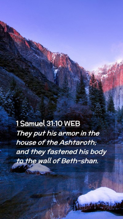 Picture 02 - 1 Samuel 31:10 WEB Mobile Phone Wallpaper - They put his armor in the house of the Ashtaroth; - Mobile Bible Verse Wallpaper
