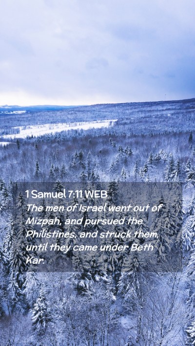 Picture 02 - 1 Samuel 7:11 WEB Mobile Phone Wallpaper - The men of Israel went out of Mizpah, and pursued - Mobile Bible Verse Wallpaper