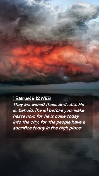 Picture 02 - 1 Samuel 9:12 WEB Mobile Phone Wallpaper - They answered them, and said, He is; behold, [he - Mobile Bible Verse Wallpaper