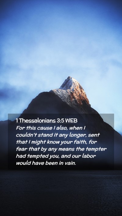 Picture 02 - 1 Thessalonians 3:5 WEB Mobile Phone Wallpaper - For this cause I also, when I couldn't stand it - Mobile Bible Verse Wallpaper
