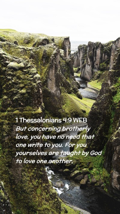 Picture 02 - 1 Thessalonians 4:9 WEB Mobile Phone Wallpaper - But concerning brotherly love, you have no need - Mobile Bible Verse Wallpaper