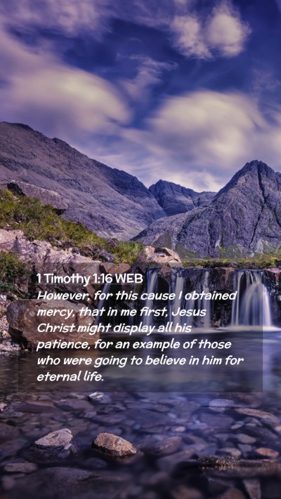 Picture 02 - 1 Timothy 1:16 WEB Mobile Phone Wallpaper - However, for this cause I obtained mercy, that in - Mobile Bible Verse Wallpaper