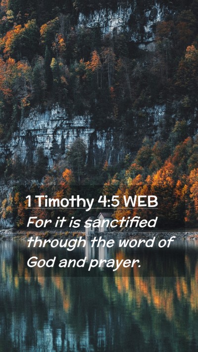 Picture 02 - 1 Timothy 4:5 WEB Mobile Phone Wallpaper - For it is sanctified through the word of God and - Mobile Bible Verse Wallpaper